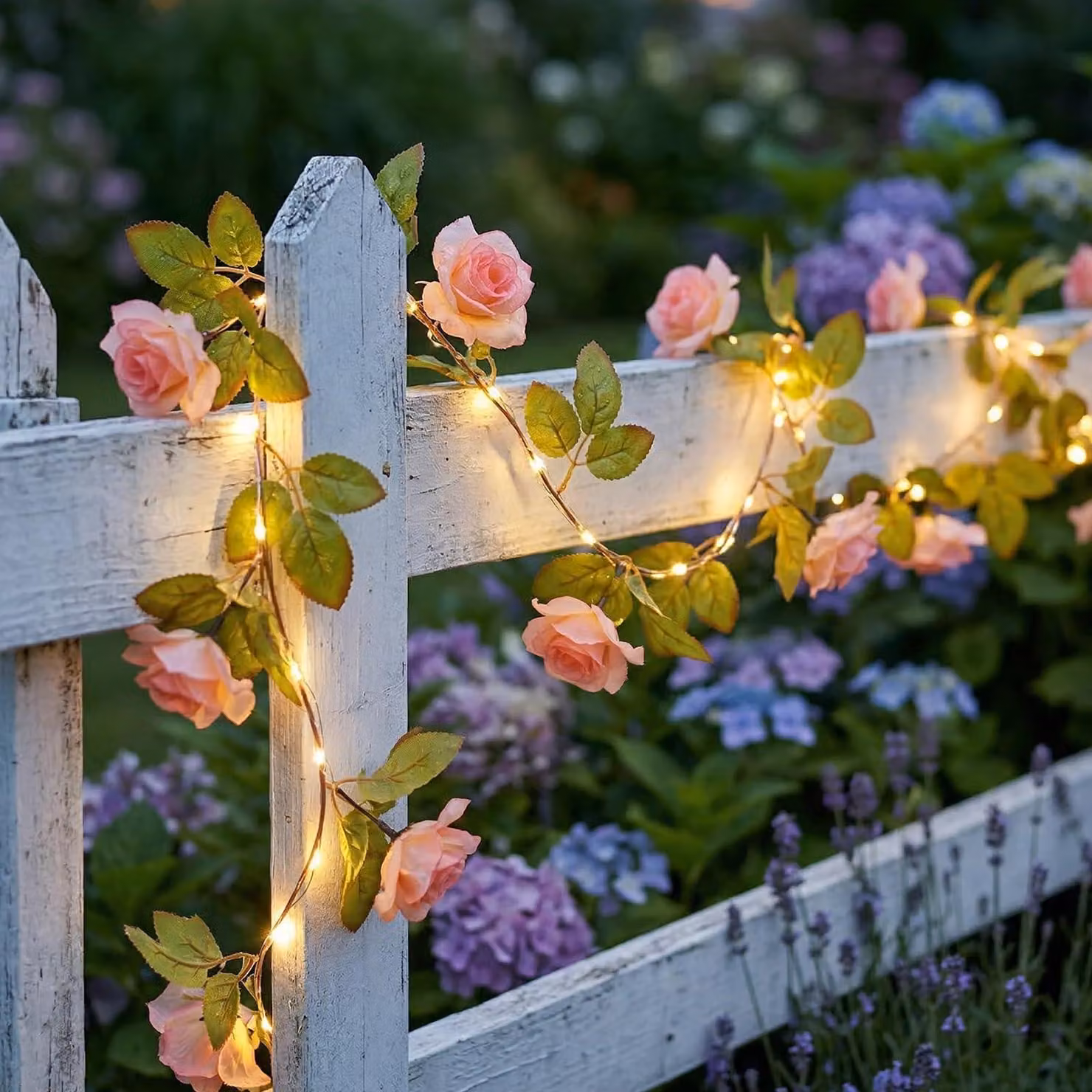 Catena luminosa a forma di rosa, lunghezza 2,2 metri, 40 LED, artificiale, impermeabile, alimentata a batteria