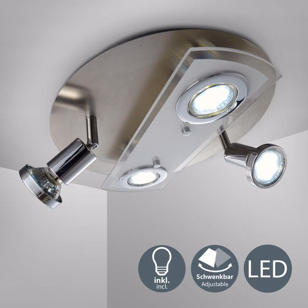 Lampada da soffitto Ø29 cm - 12W, 1000lm, LED, orientabile, bianco caldo, nichel opaco