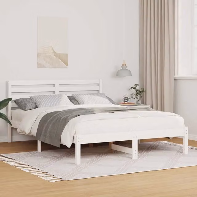 Struttura letto in pino massello bianco vidaXL L/P/H: 120 x 200 x 80,5 cm – 1