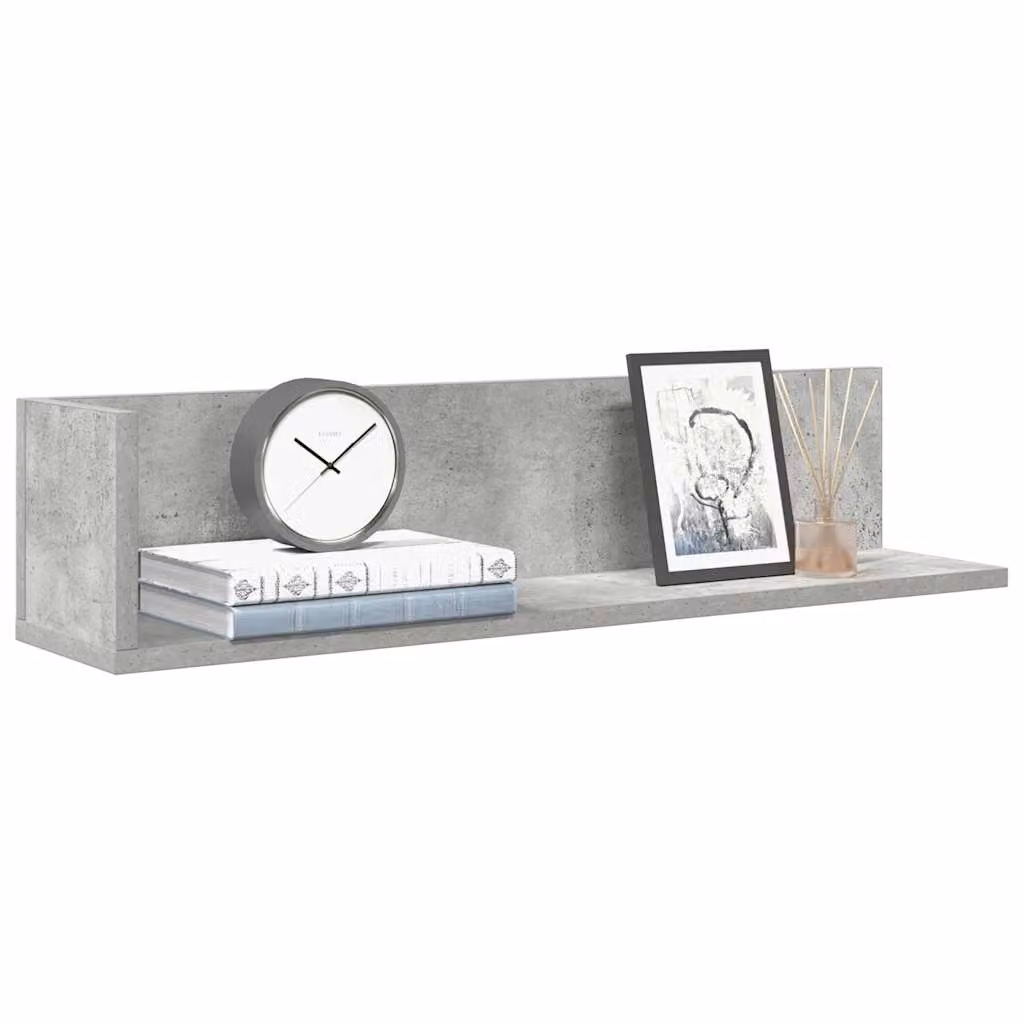 Set di 2 mensole da muro vidaXL in MDF color grigio cemento, L 75 cm x P 16,5 cm x H 16,5 cm