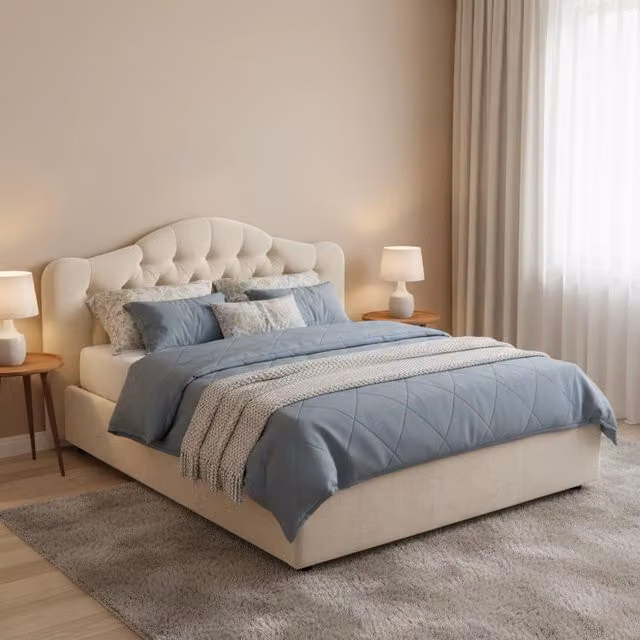 Letto Contenitore Matrimoniale Aly DMORA Beige L/P: 160 x 200 cm