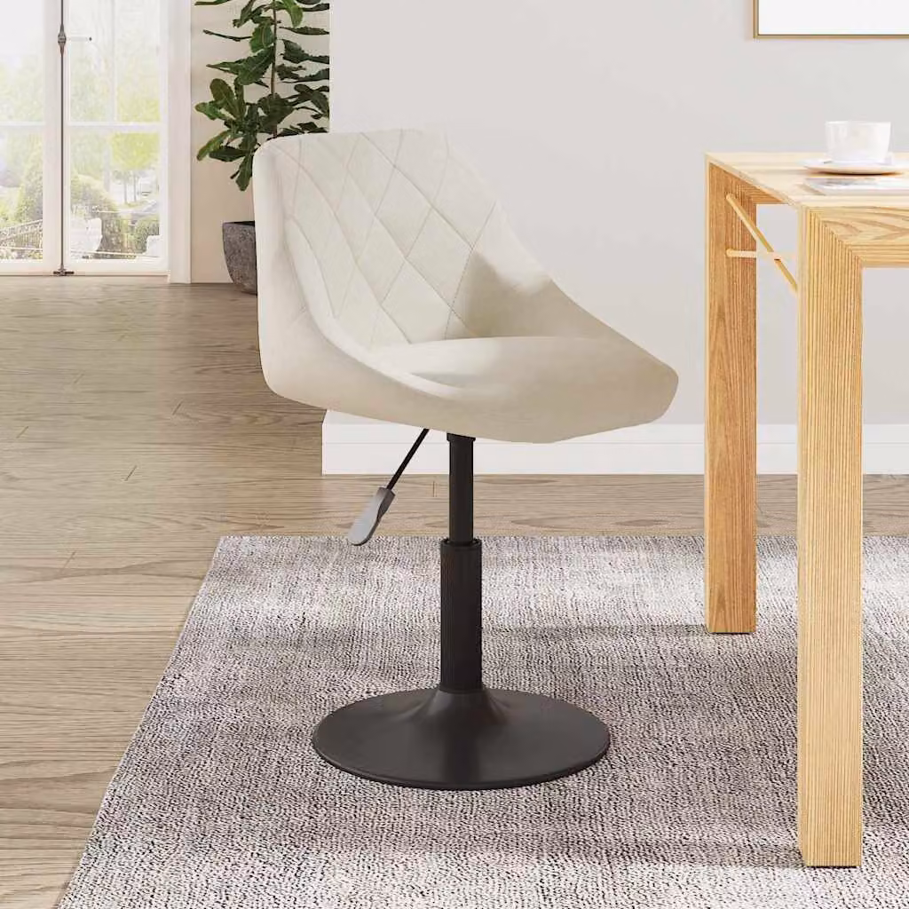 Sgabello da Bar vidaXL in Velluto Beige con Seduta Girevole 360 Gradi L: 46,0 cm, P: 38,5 cm, H: 77,5 cm