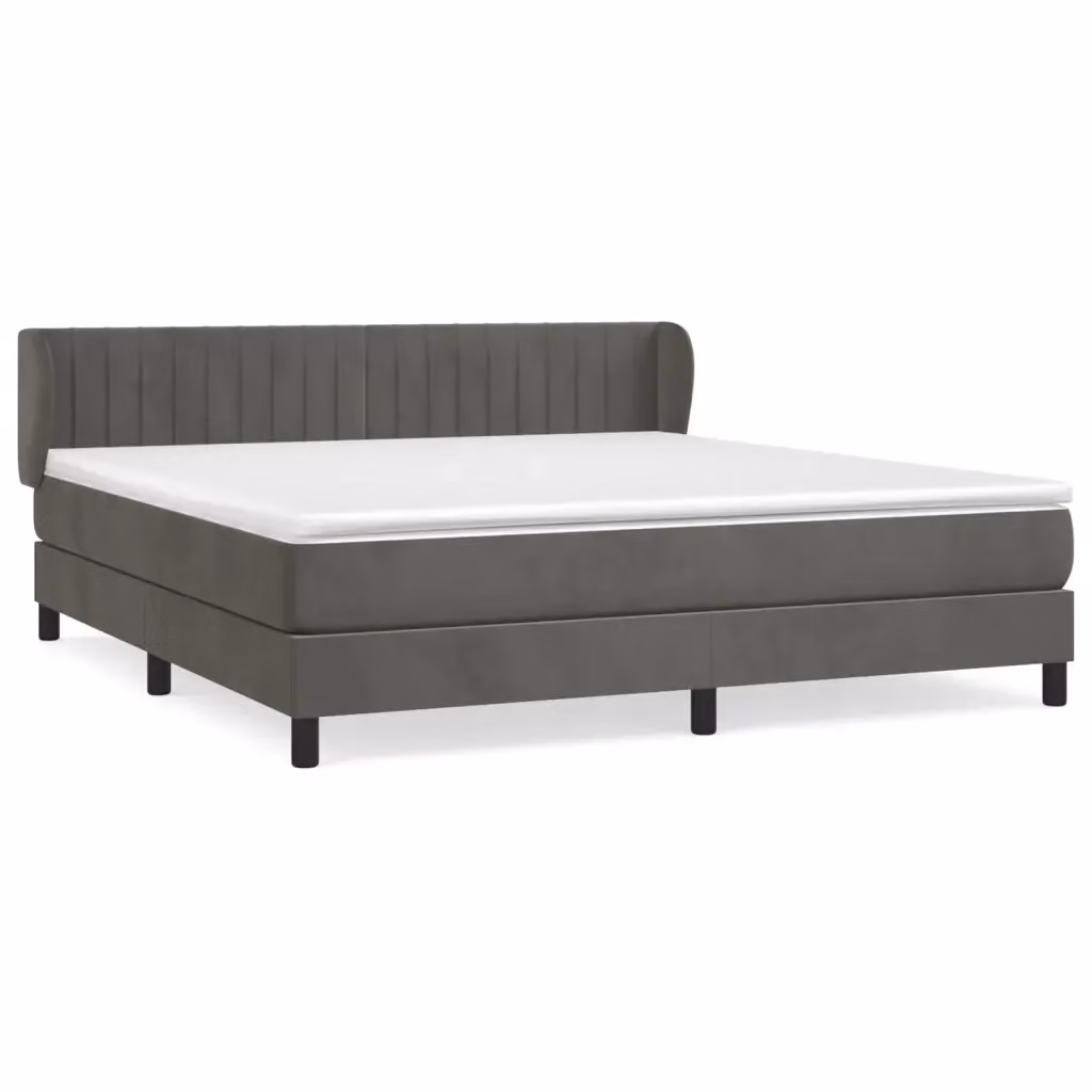 Giroletto a Molle con Materasso vidaXL in Velluto Grigio, L/P/H: 160 x 200 x 88 cm – 2