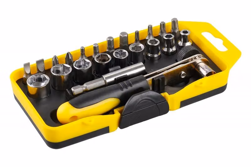 Levior Set di cricchetti bilaterali con punte e adattatori 1/4" 23pz