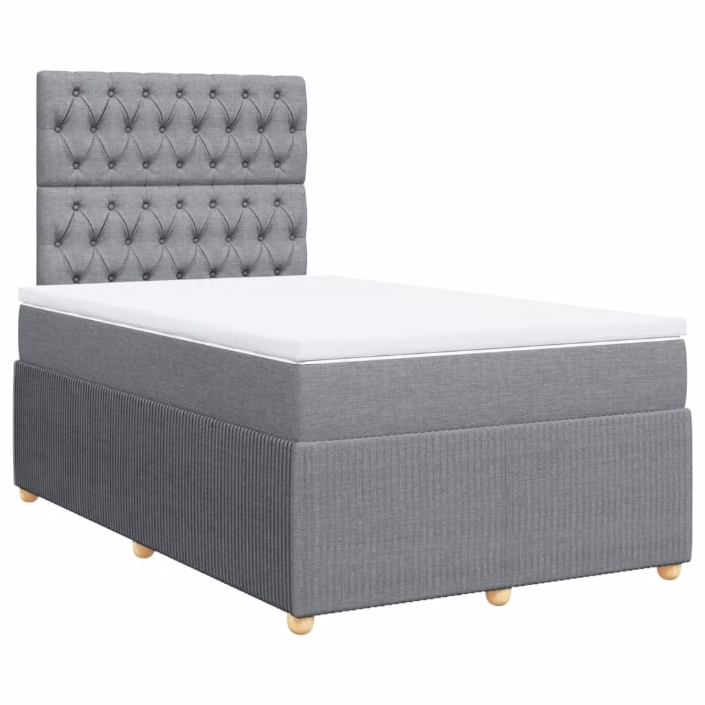 Giroletto a Molle con Materasso Grigio Chiaro 120x190cm Tessuto