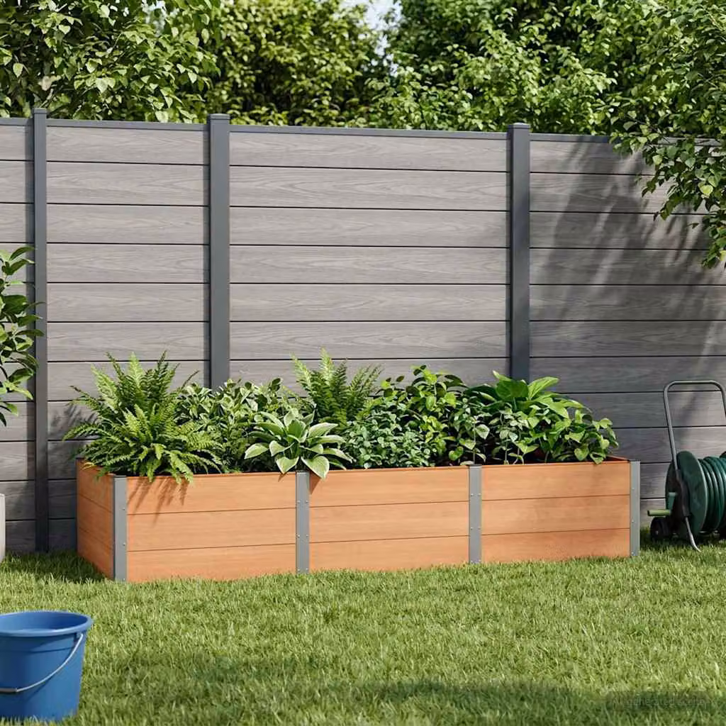 Letto rialzato da giardino vidaXL in WPC e alluminio, Marrone, L: 300 cm, P: 100 cm, H: 54 cm