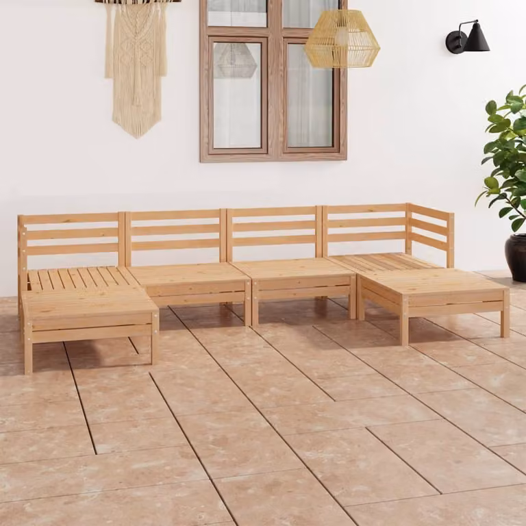 The Living Store Set da salotto da giardino in pino massiccio da 6 pezzi