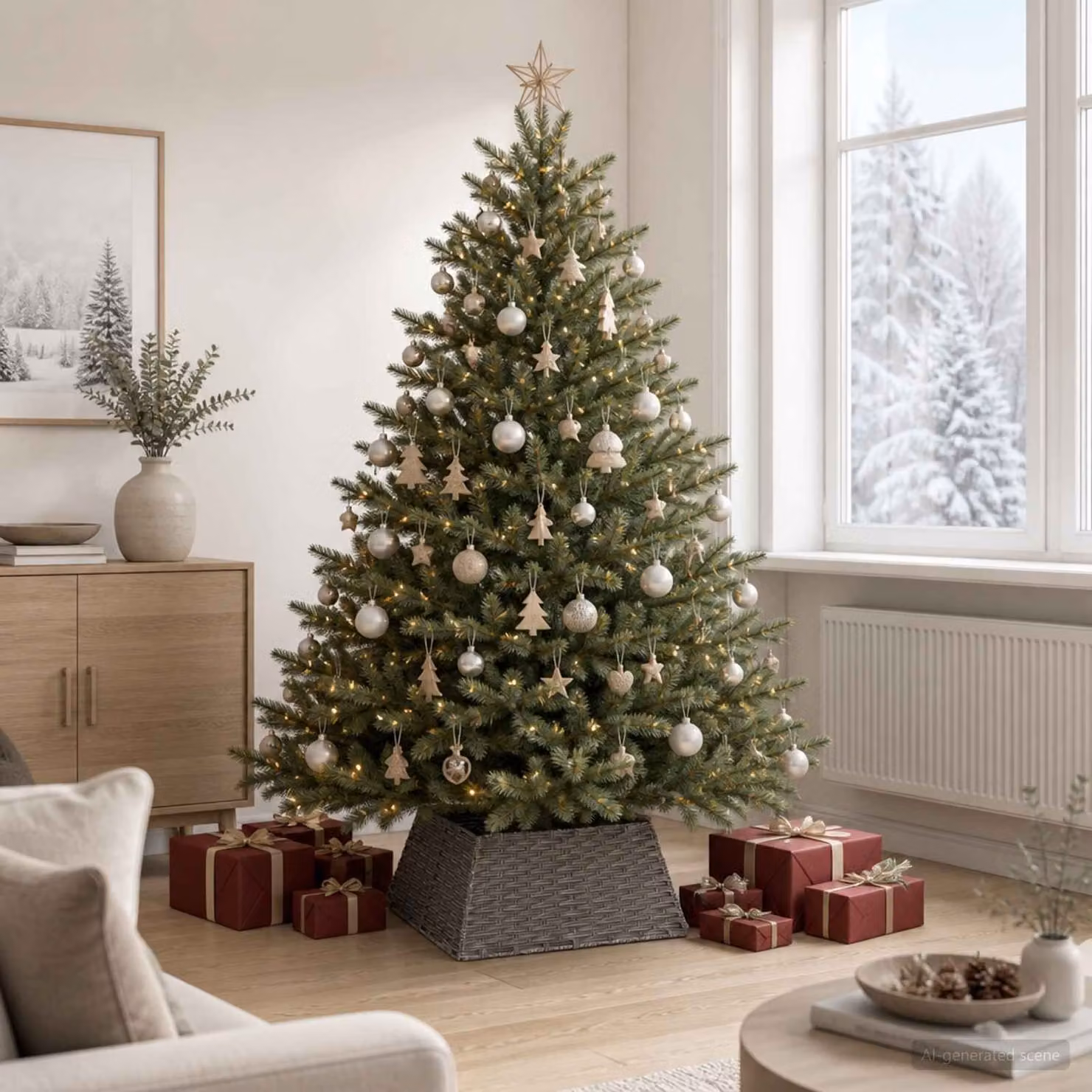 vidaXL Collare per Albero di Natale Quadrato Grigio 70 x 70 x 28 cm