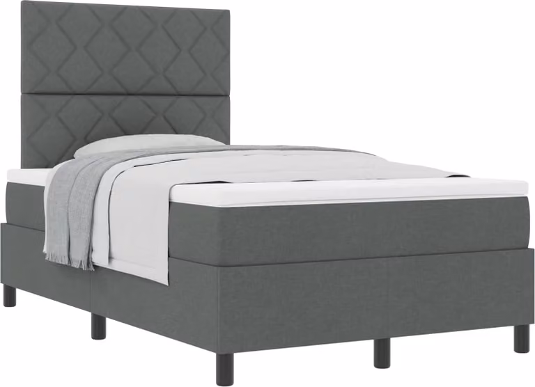 Letto a molle con materasso grigio scuro 120 x 200 cm in tessuto