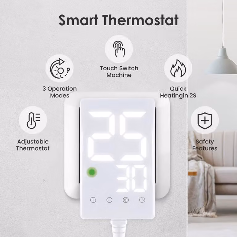 Riscaldamento a infrarossi da parete - Potenza: 360 Watt - Dimensioni: 59x59x2,2 cm - Materiale: lega di alluminio - Per uso interno