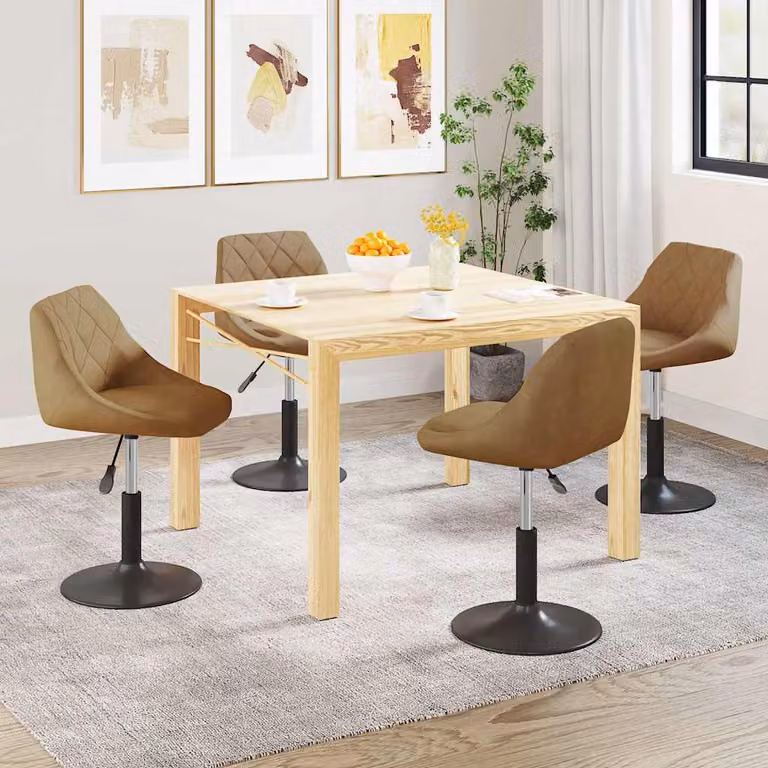 Set di 4 sedie da pranzo girevoli vidaXL in velluto marrone con design moderno e base in metallo