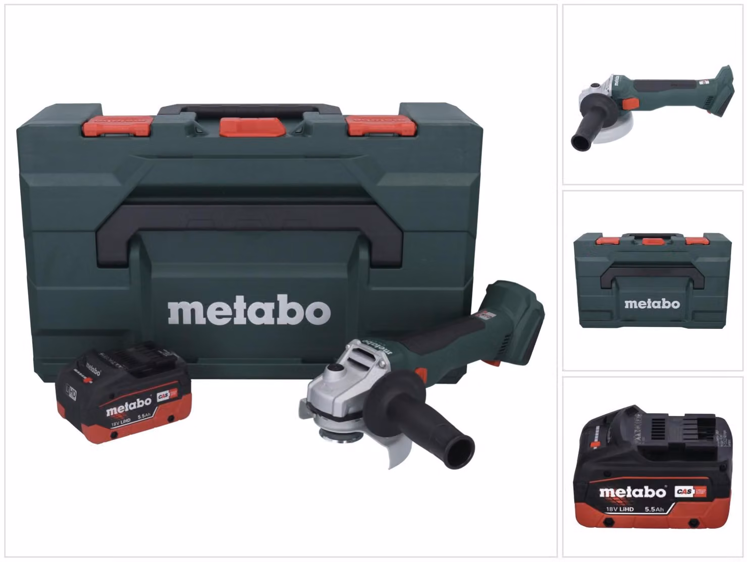 Metabo W 18 L BL 9-125 Smerigliatrice angolare a batteria 18 V 125 mm Brushless + 1x batteria 5,5 Ah + metaBOX - senza caricabatterie