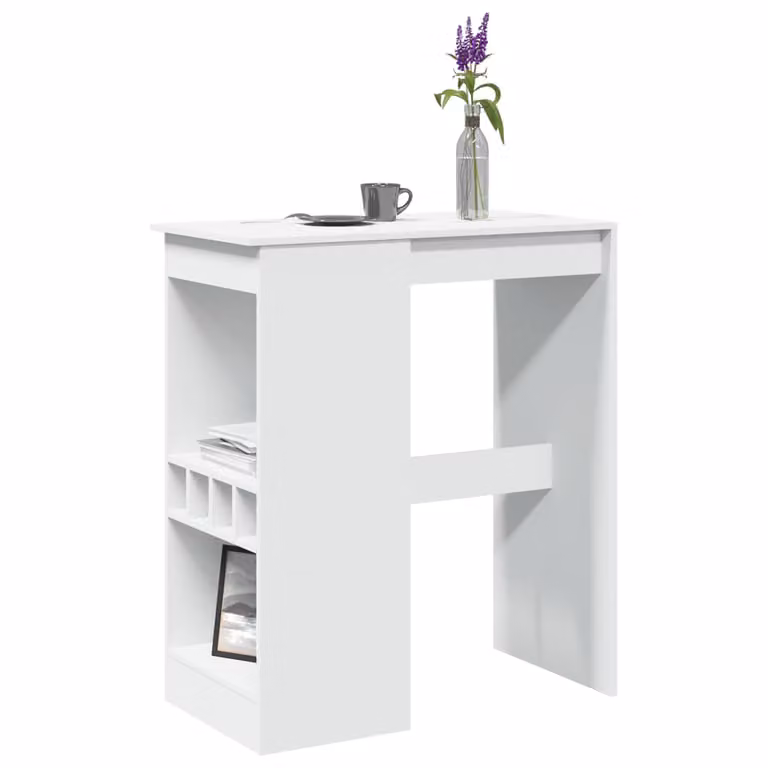 vidaXL Tavolo Bar Moderno con Rastrelliera Bianco L: 90 cm, P: 47,5 cm, H: 103,5 cm