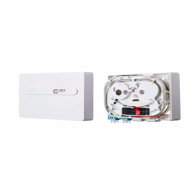 Metz Connect OpDAT ADT giunzione 2xLC-D (azzurro), OM3, bianco puro RAL 9010 1501157T02HC