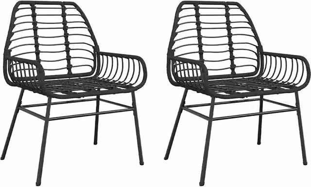 Sedie da Giardino Set 2 pz | Sedie da Esterno Polyrattan Nero