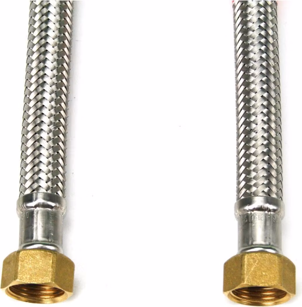 Tubo flessibile in acciaio inossidabile, lunghezza 100 cm, diametro nominale 13, tubo corazzato DVGW, filettatura interna 1/2" x filettatura interna 1/2"