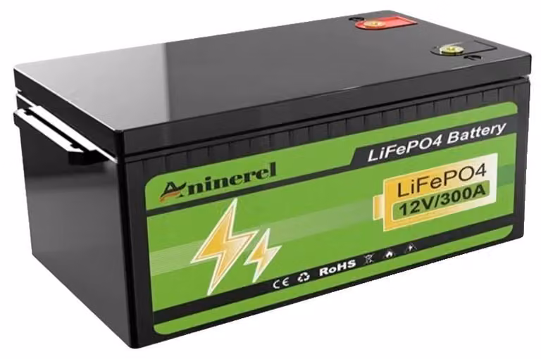 Batterie LiFePO4, capacità 300Ah, oltre 6000 cicli di carica, lunga durata, batteria portatile per impianti solari domestici, camper e veicoli ricreativi, 12V 300AH