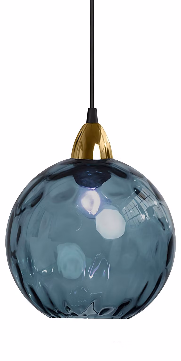 Lampada a sospensione sferica, diametro 15 cm, finitura dorata, ideale per la sala da pranzo e la camera da letto