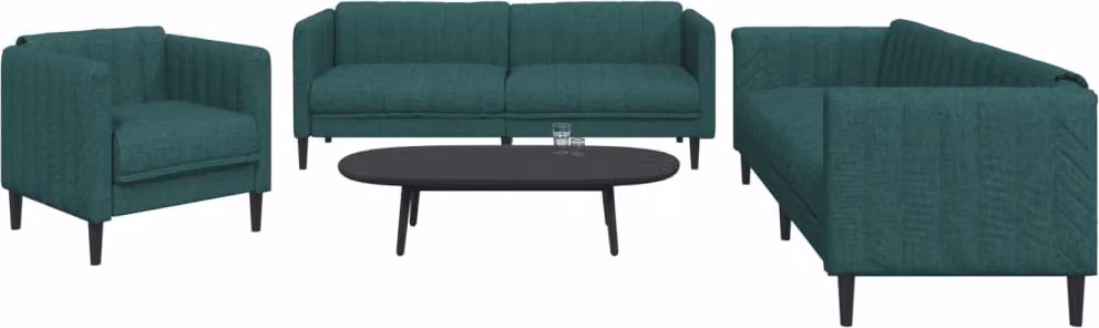 Maison Exclusive - Set divano 3 pezzi in tessuto verde scuro
