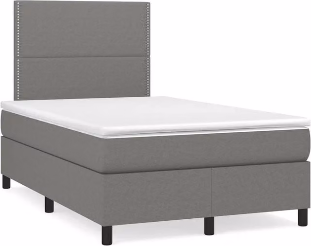 Letto Ibrido vidaXL con Materasso e Illuminazione LED, Struttura in Legno di Pino e Tessuto Grigio, L/P: 120 x 200 cm