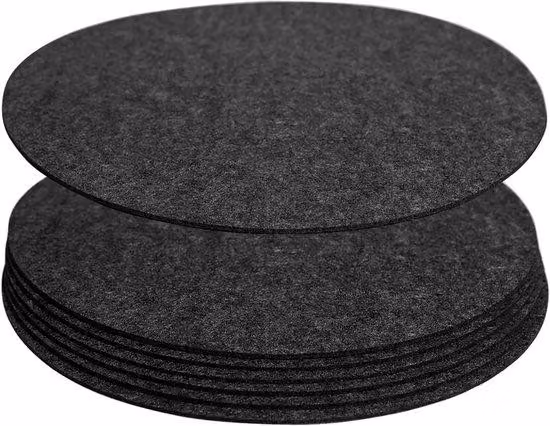Tovagliette rotonde in feltro lavabile, diametro 37 cm, antiscivolo e resistenti al calore, ideali per tavoli, cucine o ristoranti, colore nero