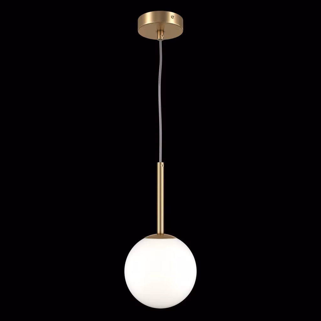 Lampada a sospensione Maytoni Basic Form a sfera in vetro bianco e ottone con diametro 15 cm, attacco E14 – 2