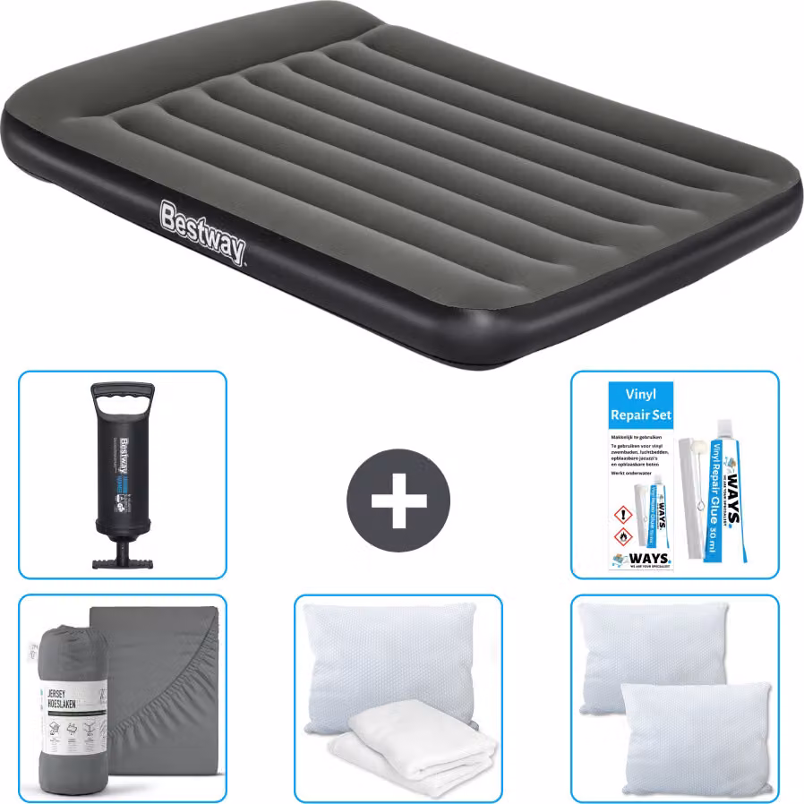 Materasso gonfiabile Bestway - Letto alla francese - 137 x 191 x 30 cm - Verde - Accessori inclusi