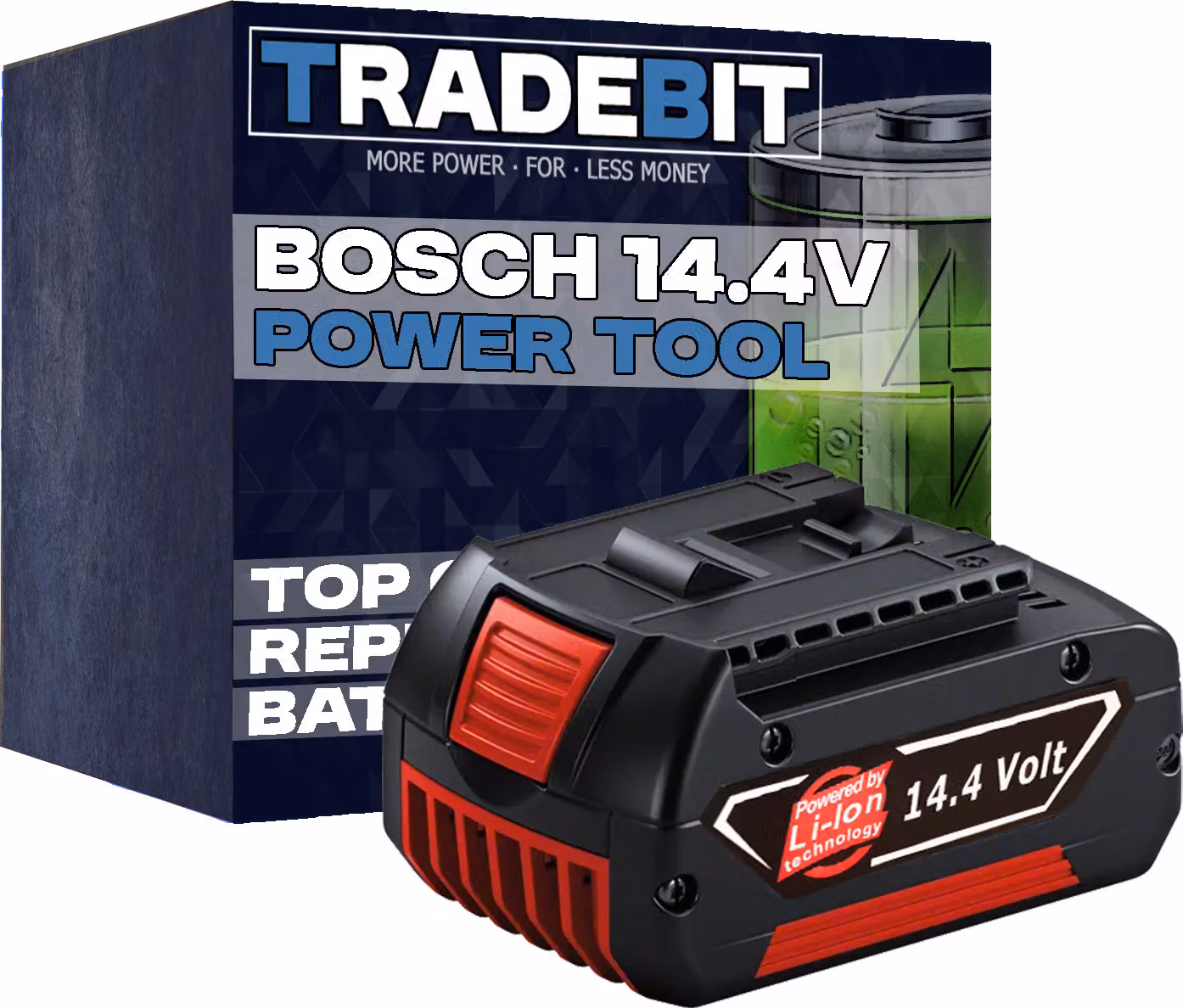 Batteria Tradebit per utensili elettrici Bosch da 14,4 V, 4,0 Ah, 57,6 Wh, agli ioni di litio, batteria di ricambio