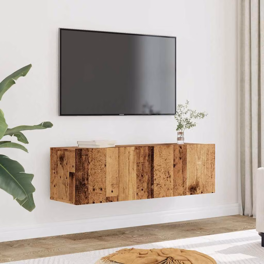Set di 2 mobili TV da parete vidaXL in stile rustico color marrone, L 100 x P 30 x H 30 cm