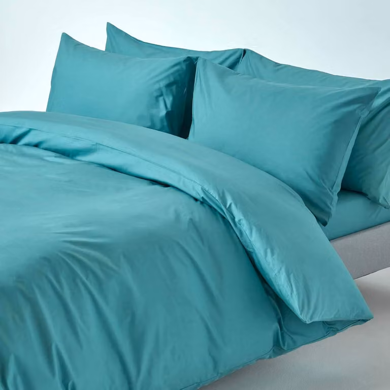 Set di lenzuola con copripiumino 200x200 cm - 3 pezzi - Cotone percalle - Verde acqua