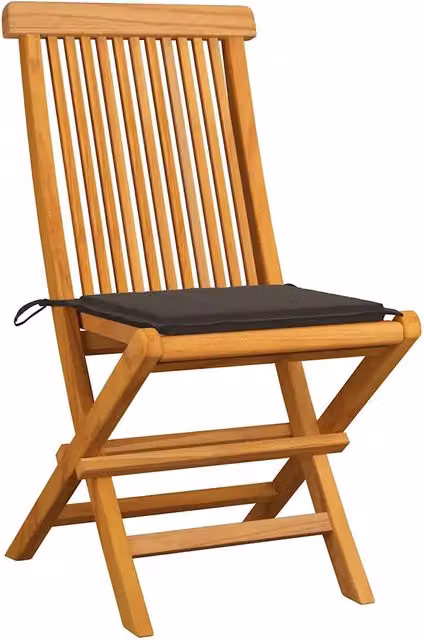 Sedie Pieghevoli e Cuscini Grigio Talpa 8 pz Massello di Teak 3072925