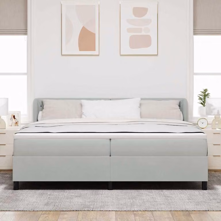 Maison Exclusive - Letto a molle con materasso Grigio chiaro 200 x 200 cm Velluto