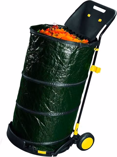 Carrello raccoglifoglie Garden Friend con sacco pop up da 150 litri in acciaio verde