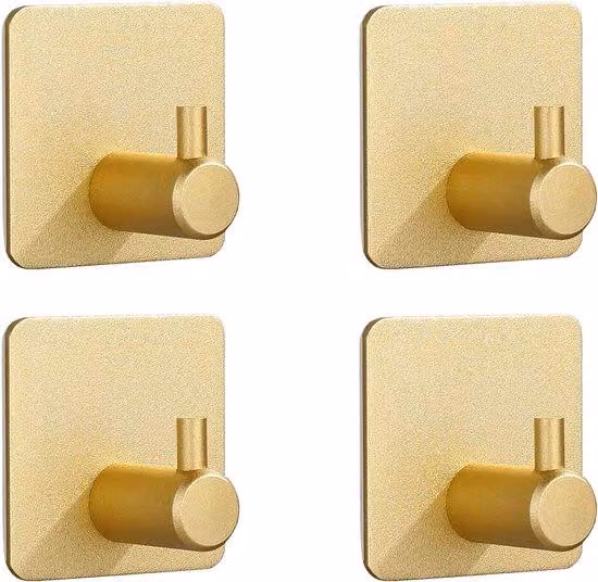 Set composto da 4 robusti ganci autoadesivi, adatti per caminetti, porte, bagni, pareti e cucine - a forma di artiglio (color oro).