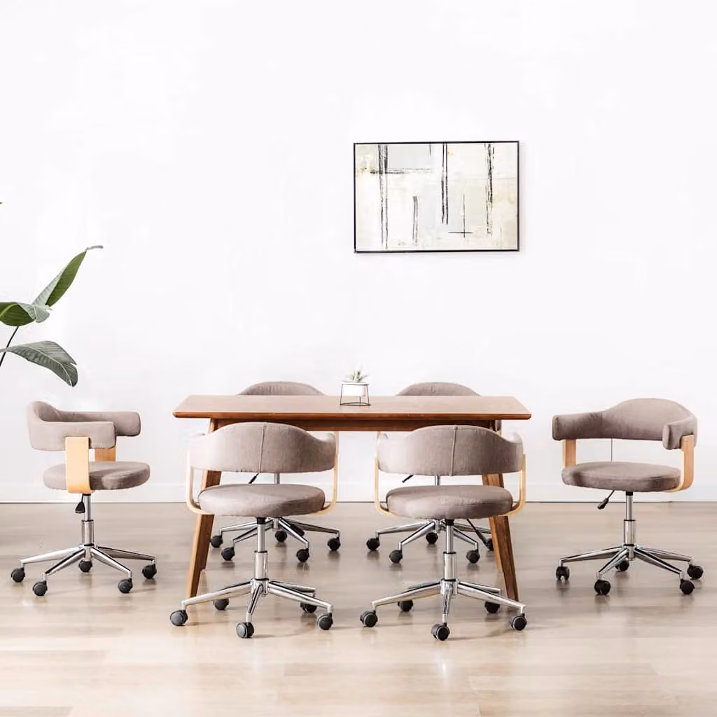 Set di 6 sedie da pranzo girevoli 360 gradi vidaXL in tessuto e legno colore grigio talpa