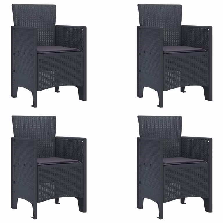 Set di 4 sedie da giardino vidaXL in polipropilene antracite con braccioli e resistenti alle intemperie L: 53 cm, P: 49 cm, H: 85 cm