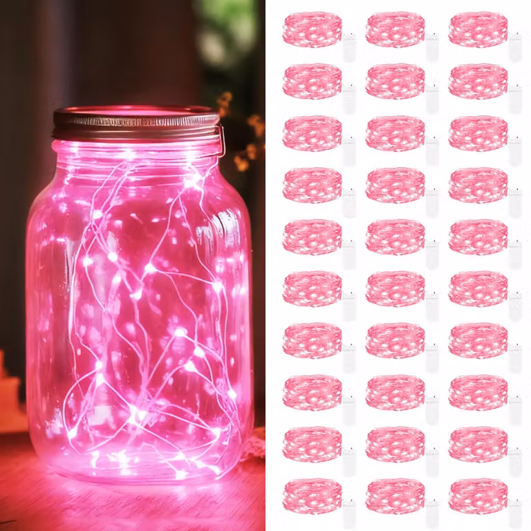 Mini catena luminosa, 2 metri, 20 LED, alimentata a batteria, confezione da 30 pezzi