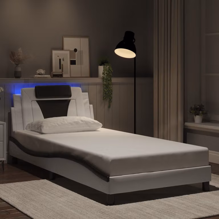 vidaXL Giroletto Viana con LED e porta USB, Bianco e Nero, L 100 x P 200 cm