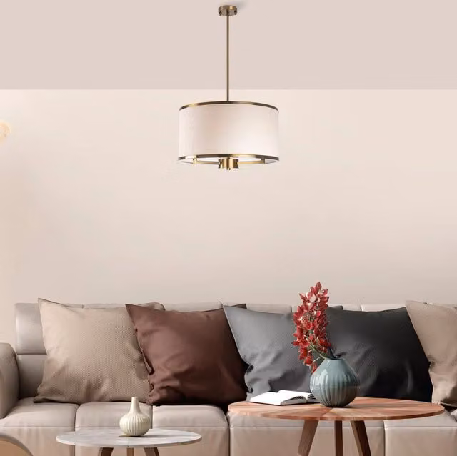 Lampada a sospensione moderna Rovegno in metallo e vetro, bianco e oro/ottone