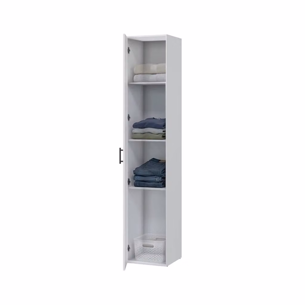Armadio Multiuso Crucoli con 1 Anta e 2 Ripiani, Bianco, L/P/H: 40 x 40 x 206 cm – 2
