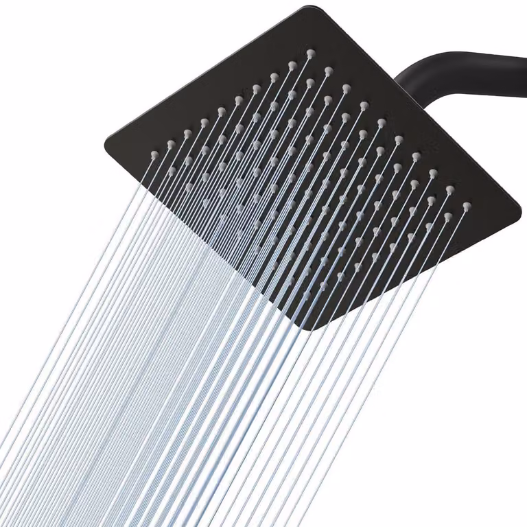 Doccia a pioggia quadrata, 20 cm, nera, in acciaio inossidabile 304, a risparmio idrico, anticalcare, da montare a soffitto, 8 pollici