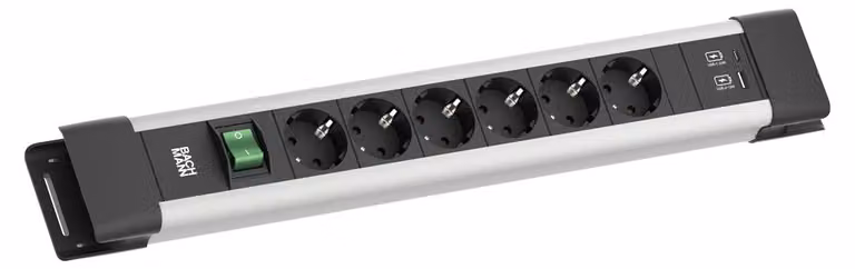 BACHMANN CONNECTUS 6x CEE7/3, 1x Schalter, 1x USB A/C 22W, 2.0m CEE7/7, Grado