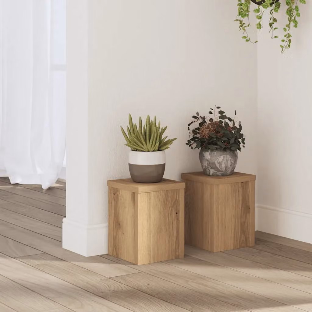 Set di 2 supporti per piante vidaXL in legno marrone, L/P/H: 15 x 15 x 20 cm
