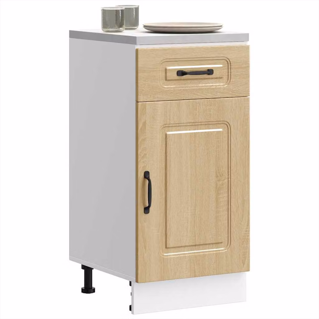 Base da cucina vidaXL Kalmar moderna in legno multistrato e MDF, colore marrone e bianco, L: 46,0 cm, P: 40,0 cm, H: 81,5 cm
