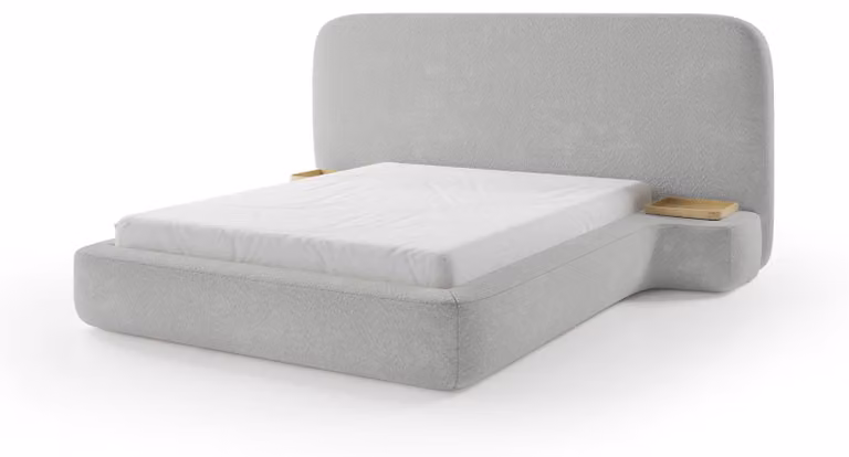 Letto imbottito Genz, colore taupe, dimensioni 160 x 200 cm