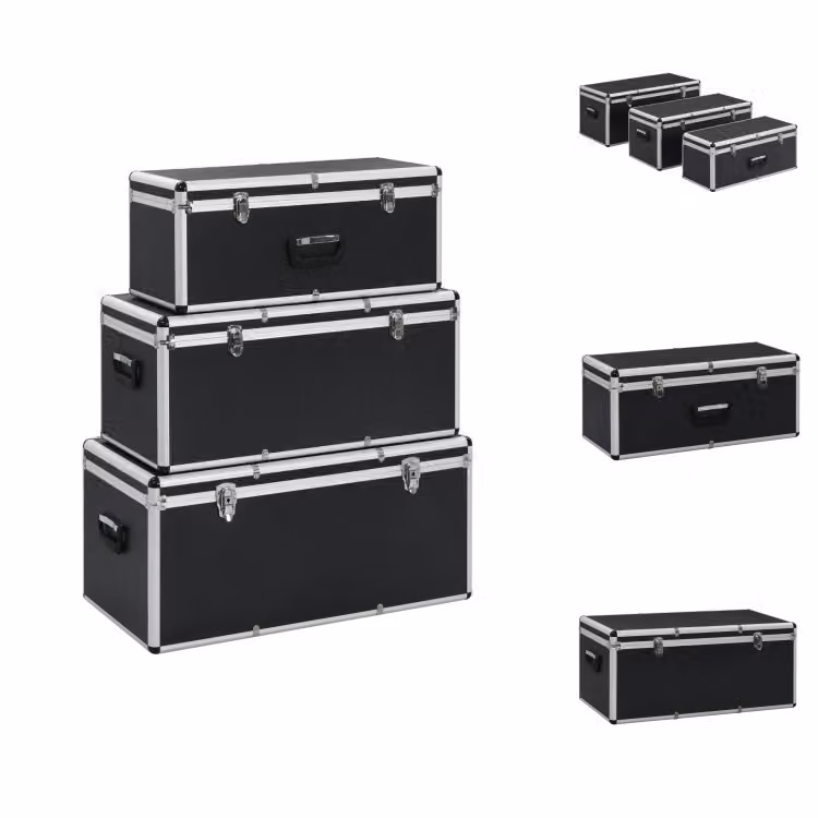 vidaXL Valigetta 3 pezzi in alluminio nero - Cassette portautensili