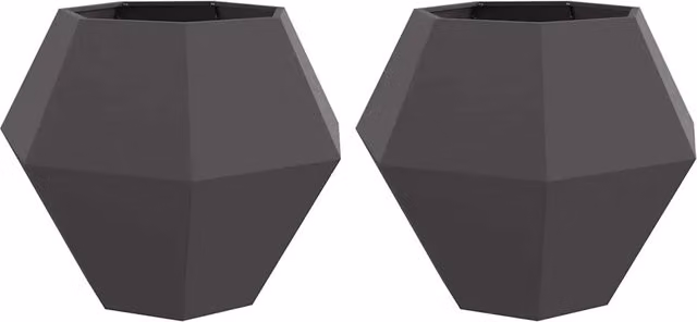 Set di 2 fioriere rettangolari da giardino HELLOSHOP26 in acciaio nero L: 100 cm, P: 100 cm, H: 80 cm
