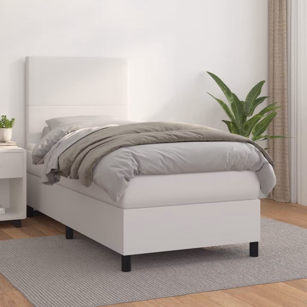 Maison Exclusive - Giroletto a Molle con Materasso Bianco 90x200 cm in Pelle finta