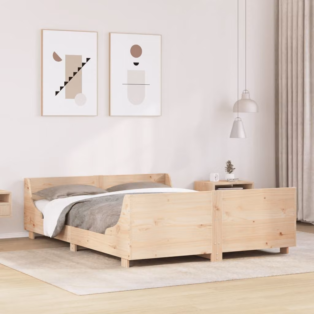 Letto senza materasso vidaXL in legno massello di pino marrone L: 140 cm, P: 200 cm