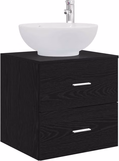 Mobile Lavabo | Armadio Lavabo da Parete Rovere Nero 49,5 x 44,5 x 66,5 cm
